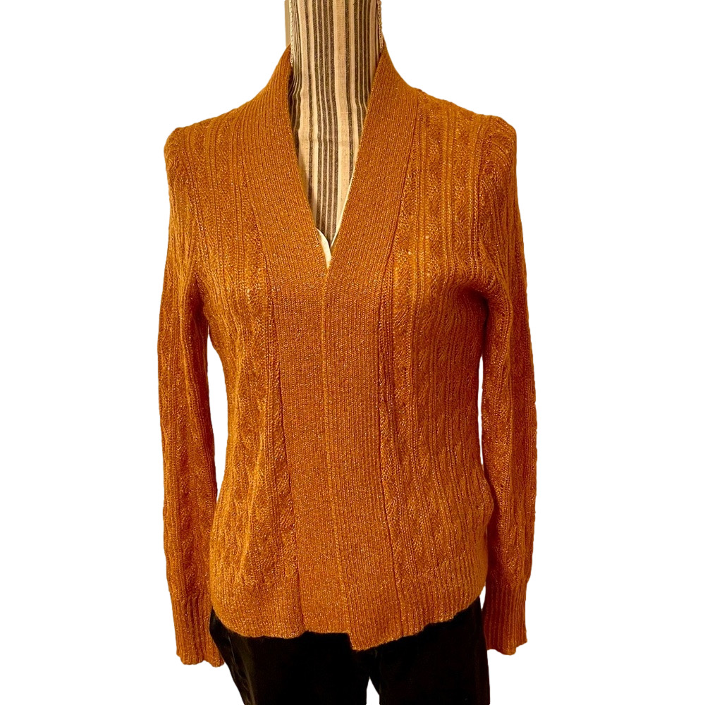 💕Banana Republic cardigan sweater copper with gold weave. Size Medium